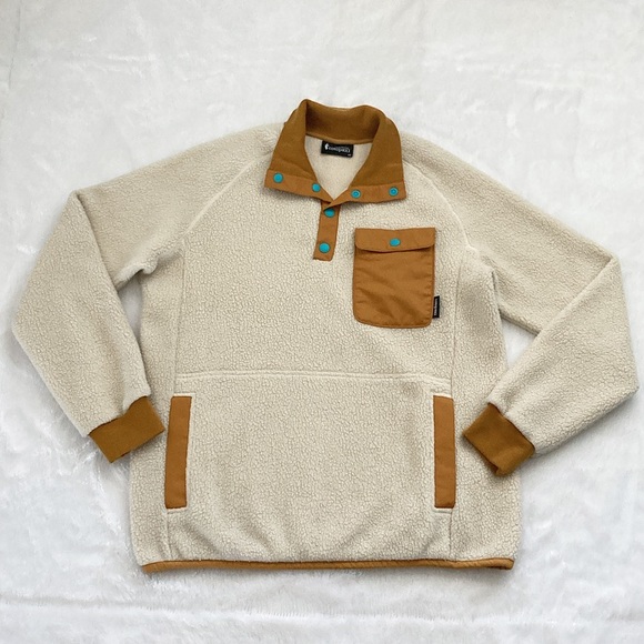 cotopaxi Sweaters - Like New Cotopaxi Cream and Gold Cubre Fleece Snap Button Pullover